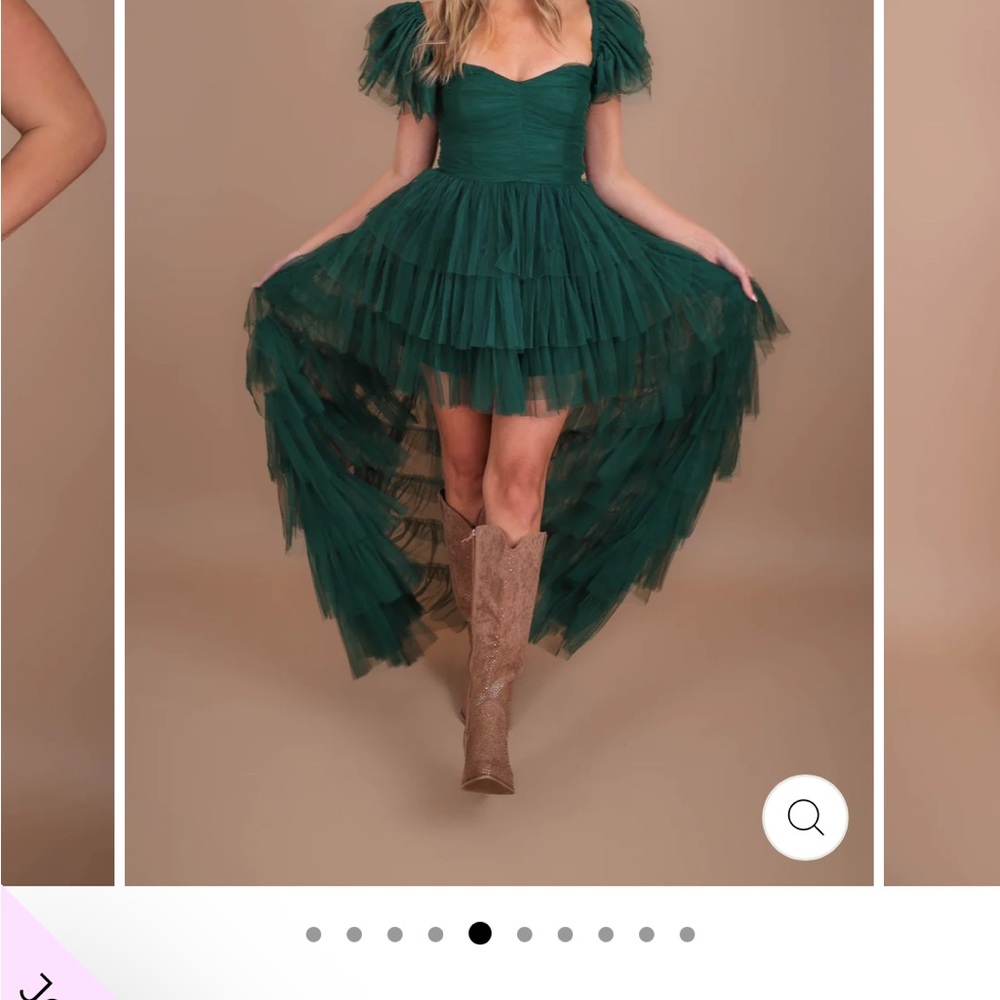 Ruffled Tiered Sage Dress - Picture 3 of 11